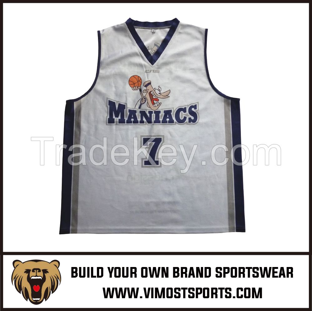  polyester Custom Team Logo Sublimation Basketball Tops