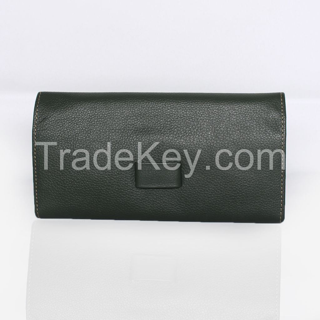 Leather Wallet for Jewelry - Dark Green