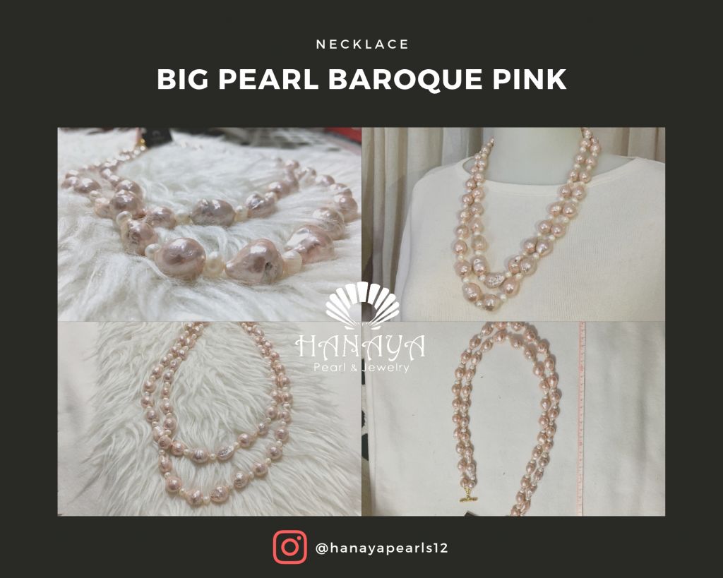 necklace big baroque pearl pink