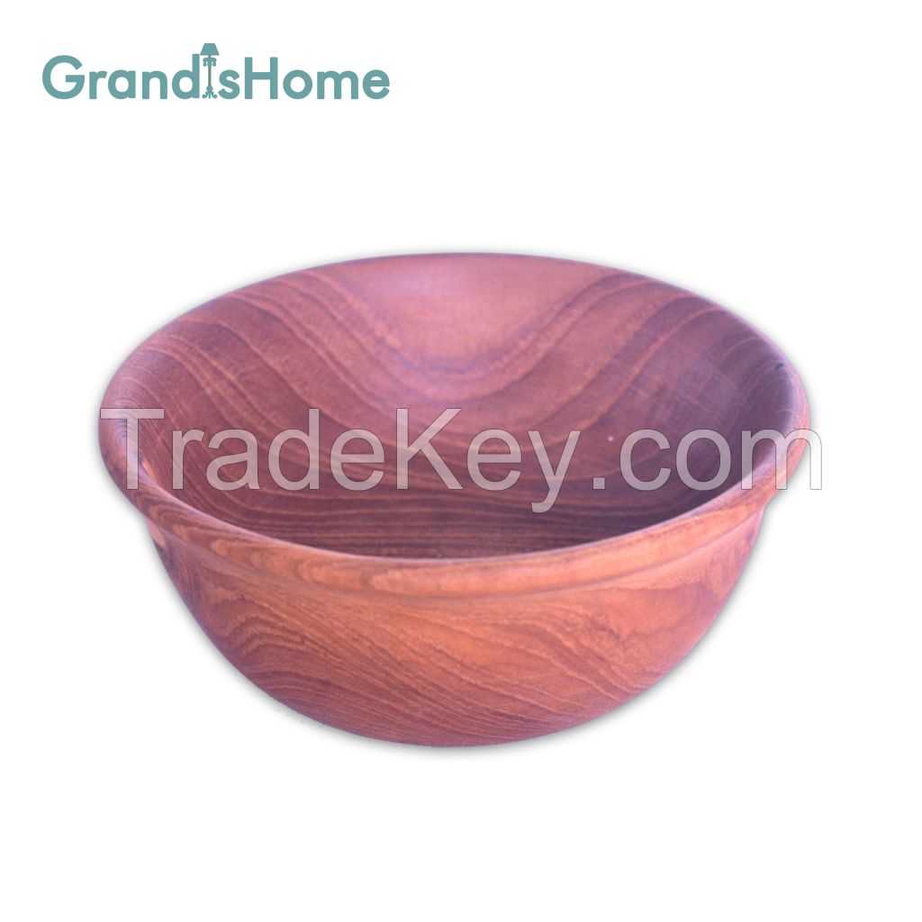 High Quality Teak Wood Cooking Serving Bowl OEM Bowl Set LOGO Wooden Bowl 