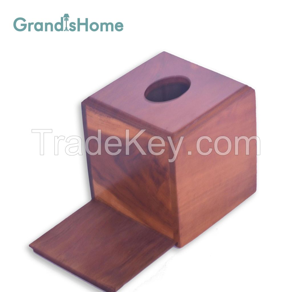 Wholesale small facial tissue box from teak wood for global market 