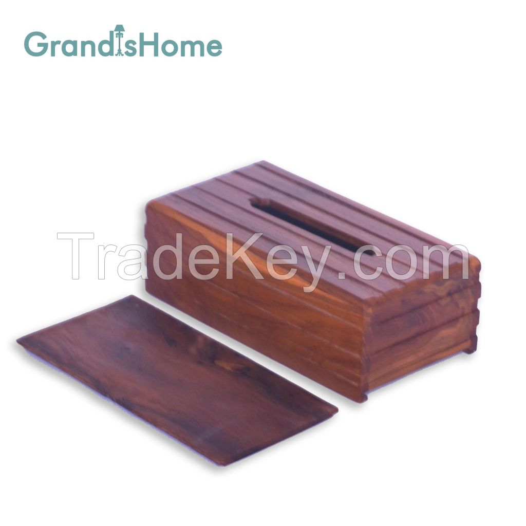 New model luxury tissue box from teak wood