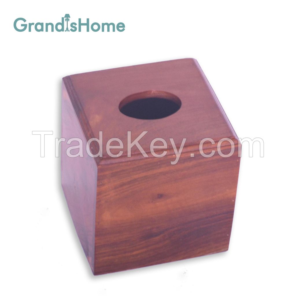 Wholesale small facial tissue box from teak wood for global market