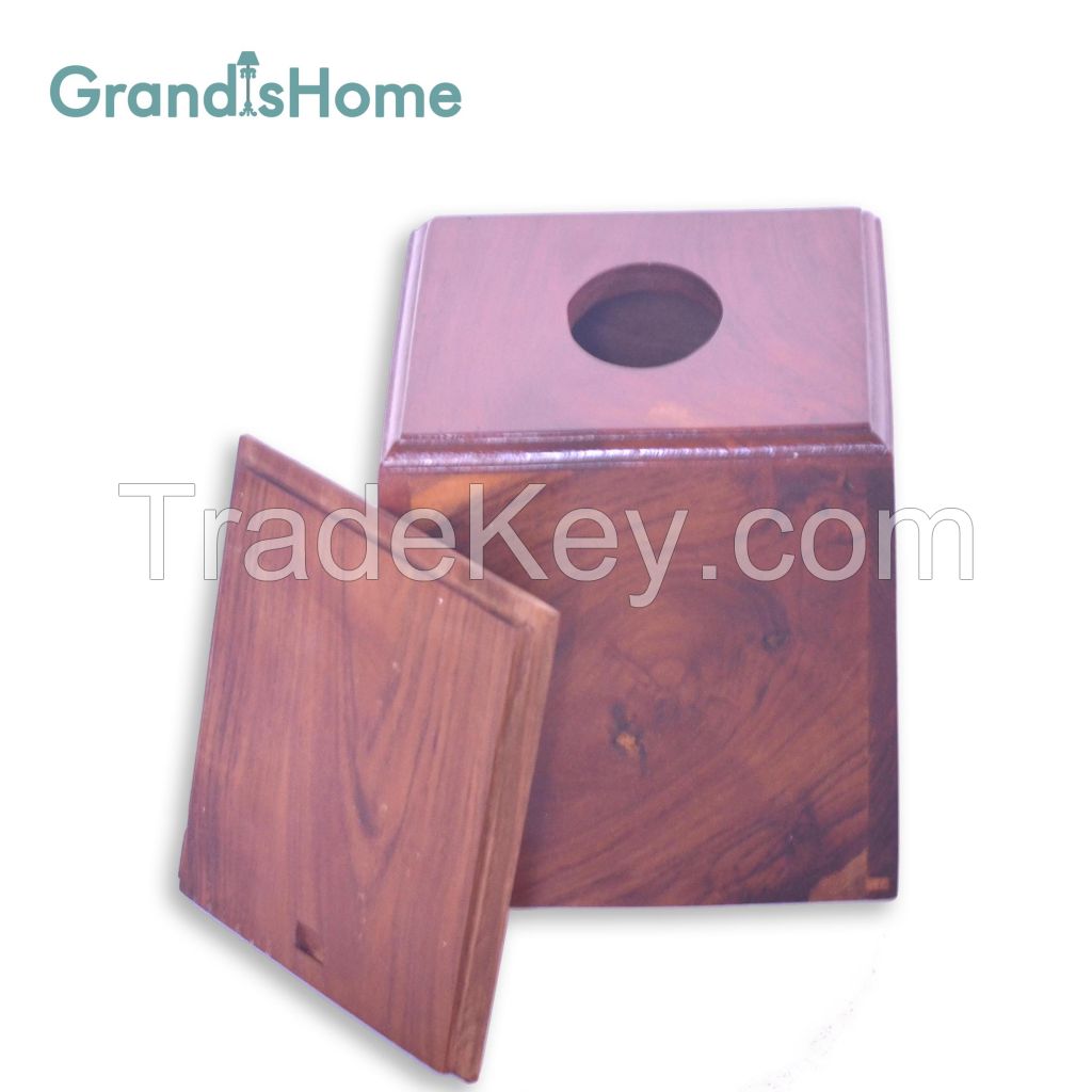 Wholesale small facial tissue box from teak wood for global market 