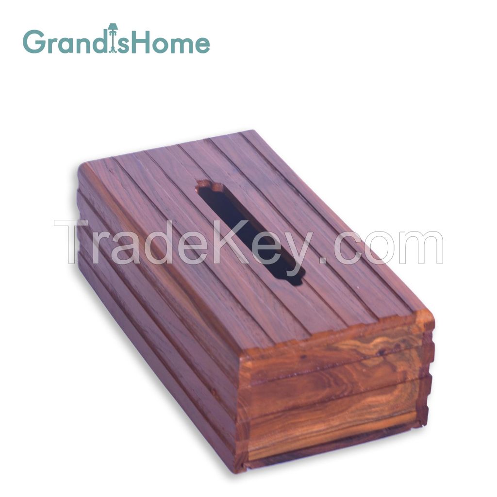 New model luxury tissue box from teak wood