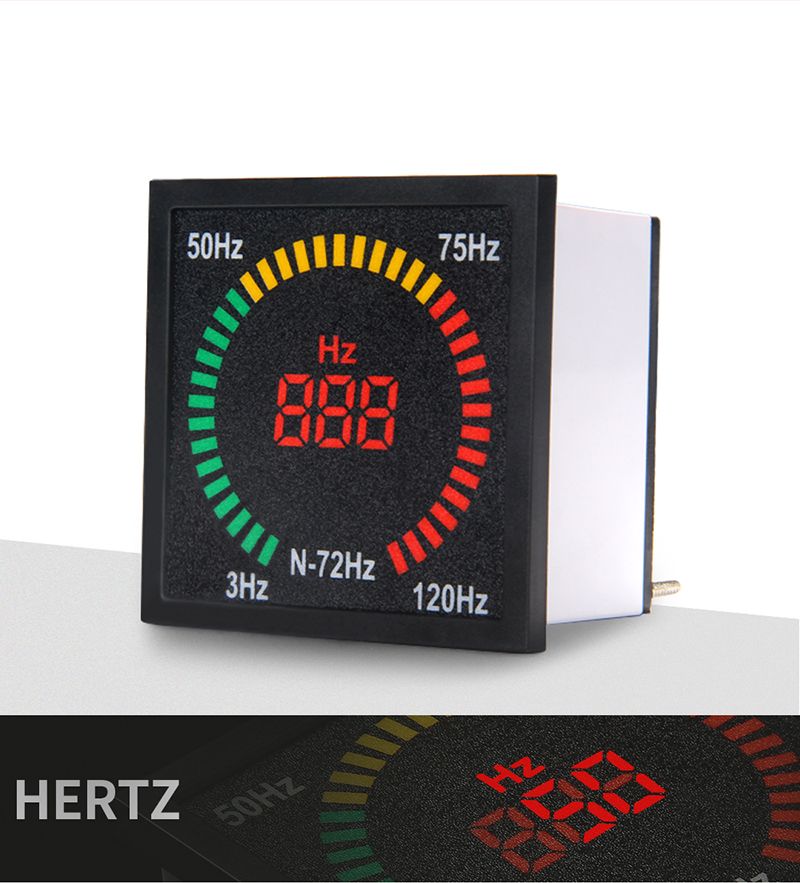 AC 220V 72mm*72mm box shape square indicator frequency meter with led light lamp digital frequency