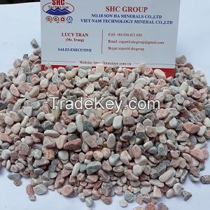 Pink pebbles for aquarium and garden paving