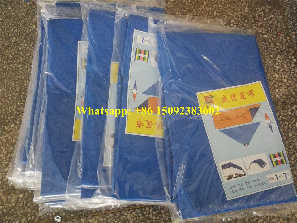 PE tarpaulin waterproof covers coated fabric blue/white 4x5m