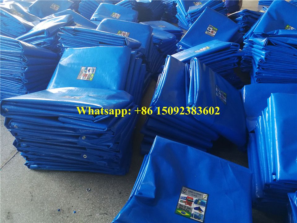 PE tarpaulin waterproof covers coated fabric blue/white 4x5m