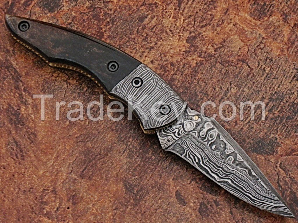HAND MADE DAMASCUS KNIVES WITH BLACK HORN HANDEL
