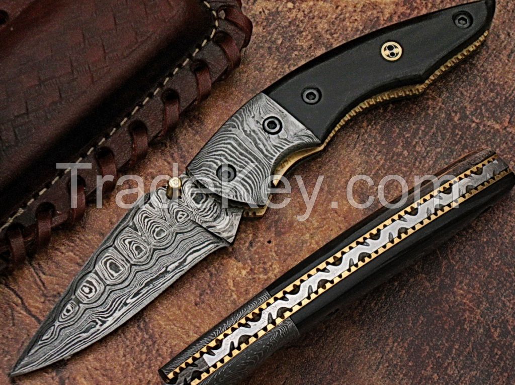 HAND MADE DAMASCUS KNIVES WITH BLACK HORN HANDEL