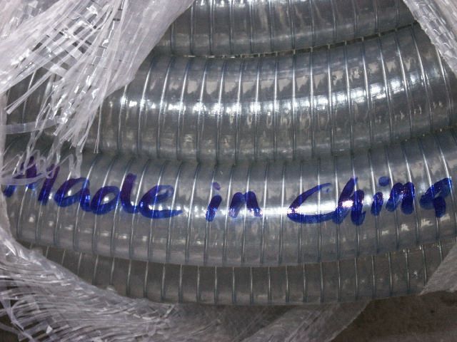 PVC SPRING WATER HOSE, CLEAR (  with STEEL WIRE HELIX INSIDE )