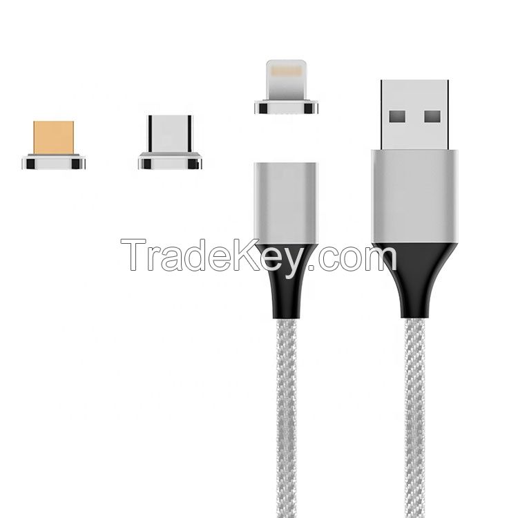 Magnetic Fast Charging data Cables 3A Mobile 3 In 1 Portable Charger Cable