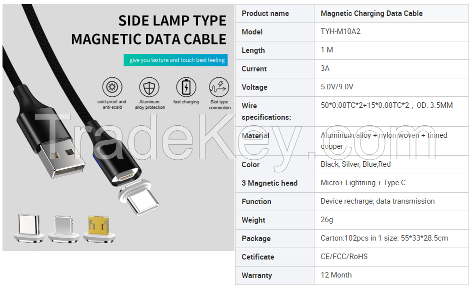 3 in 1 USB Magnetic Charging Data sync Cable