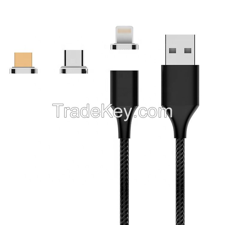 Magnetic Fast Charging data Cables 3A Mobile 3 In 1 Portable Charger Cable
