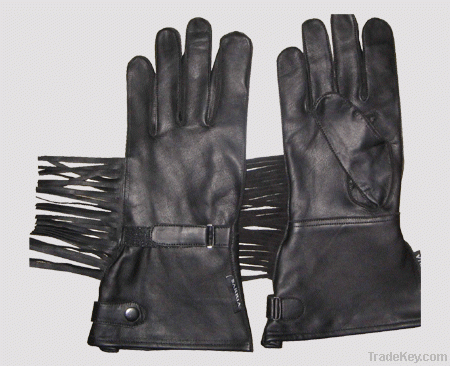 leather fringe glove