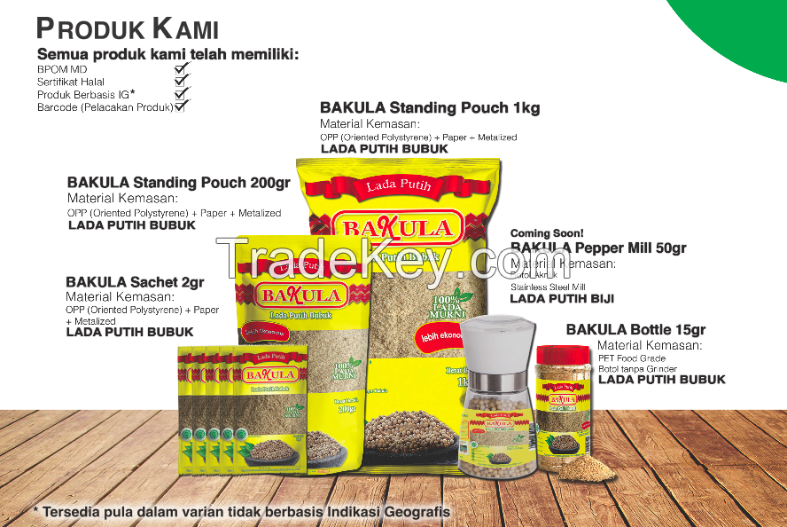 BAKULA, GROUND WHITE PEPPER 200gr STANDING POUCH