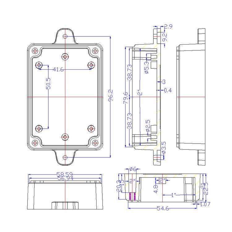 Custom electronic plastic enclosure junction box