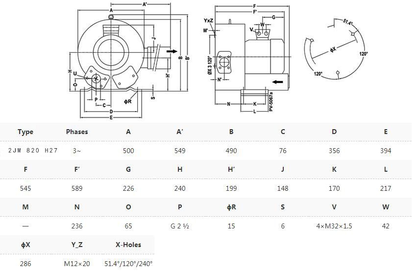 China Factory Wholesale High Pressure High Quality Electric Two Stage 3HP Air Filter Ring Blower