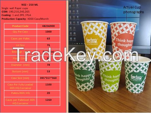 Paper Cup 7OZ-200ML, 9OZ-250ML, 12OZ-330ML