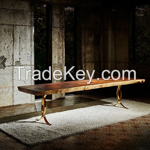 Wood Slab Suar Solid Wood Top Table 