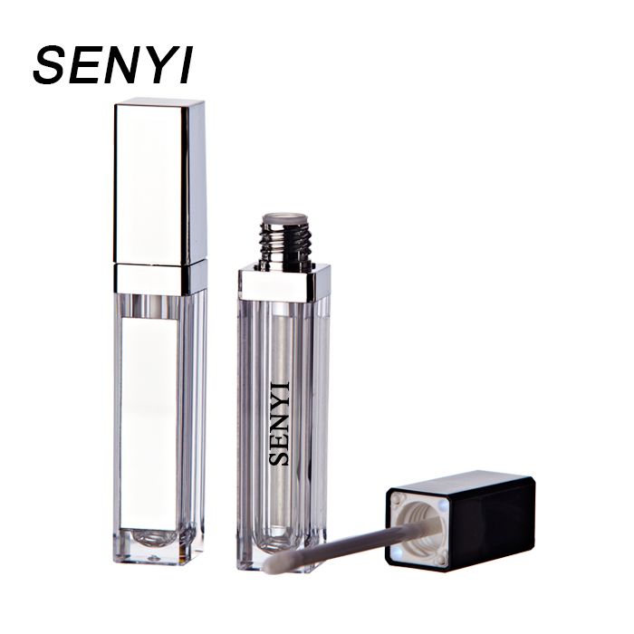 Bright silver high quality custom cosmetic packaging empty lip gloss t