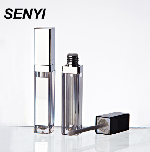 Bright silver high quality custom cosmetic packaging empty lip gloss t
