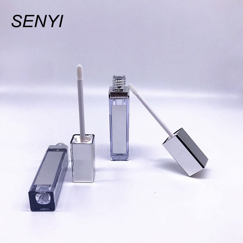 Bright silver high quality custom cosmetic packaging empty lip gloss t