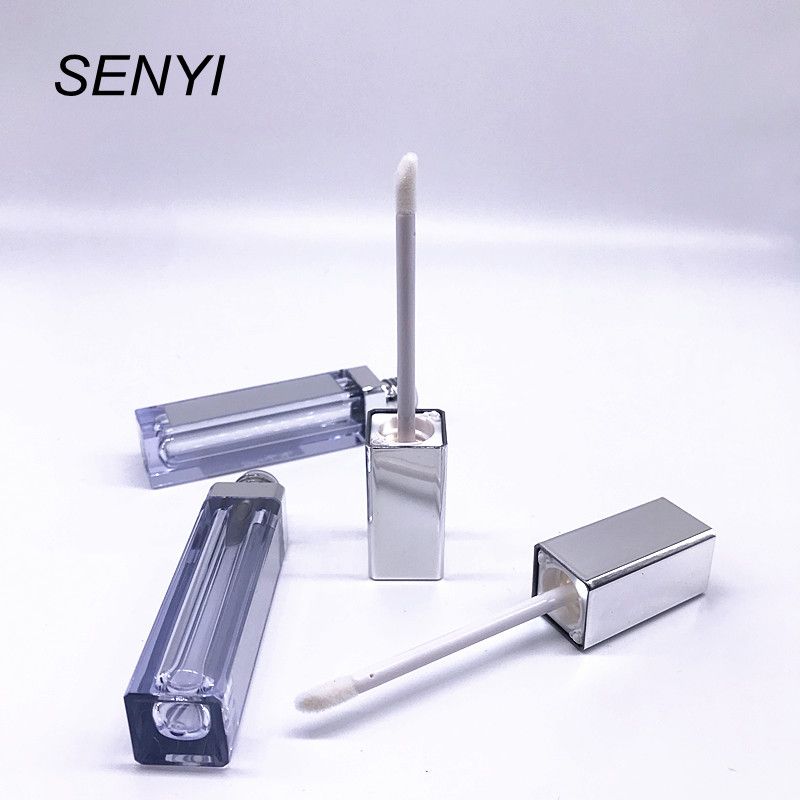 Bright silver high quality custom cosmetic packaging empty lip gloss t