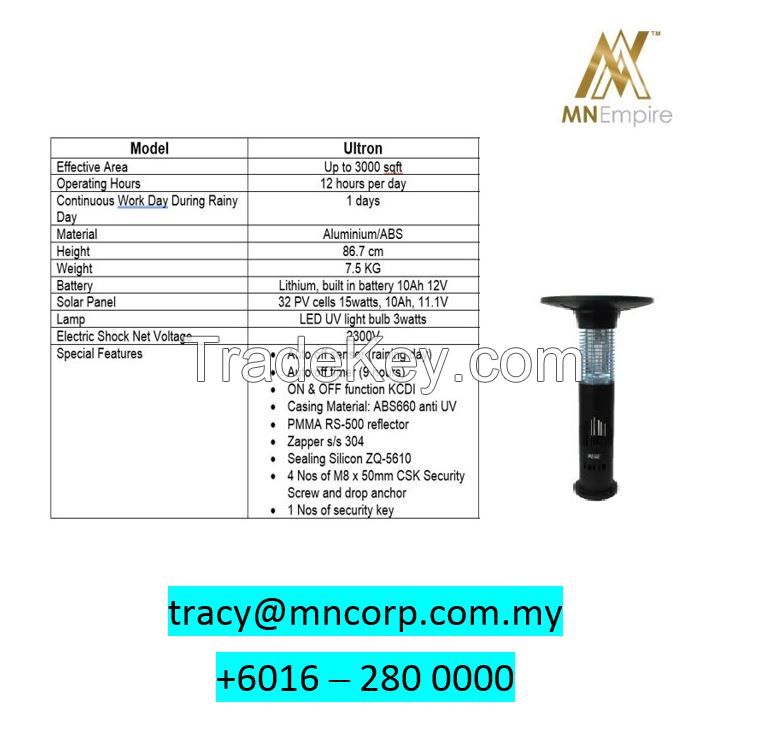 OUTDOOR SOLAR POWERED MOSQUITO TRAP