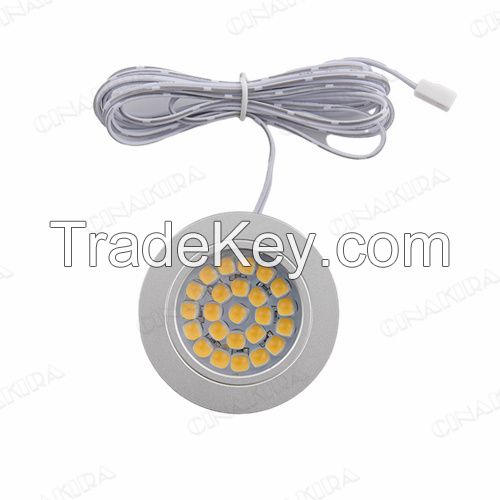 Dimmable recessed installtion 3w DC 12v led Puck/Under Cabinet Light led Spotlight Pure White or Warm White White Shell