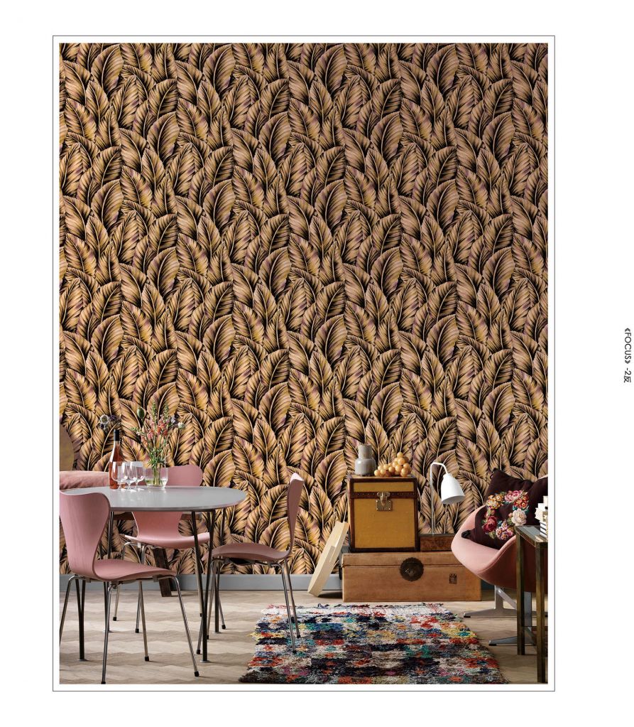 Modern Leaf Pattern 230g  Embossed PVC Wallpaper for Home Decoration