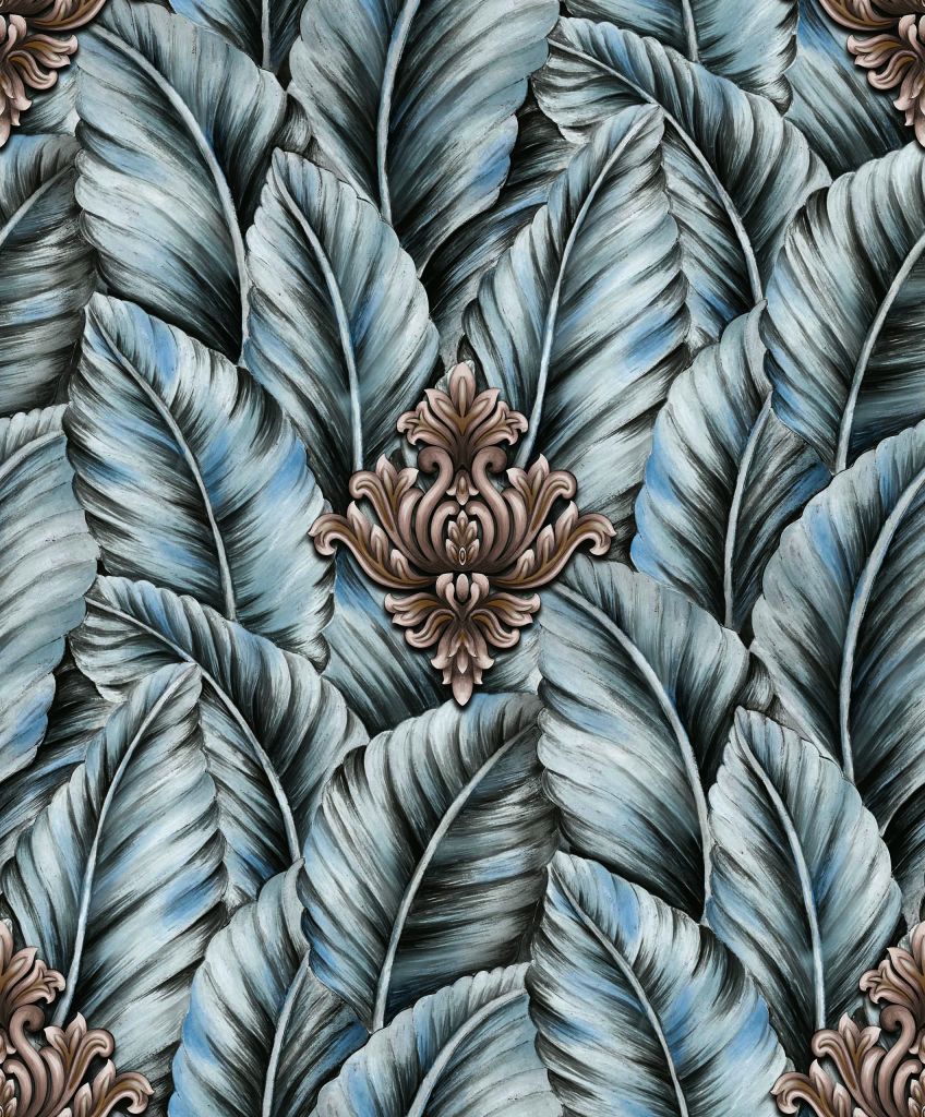 Modern Leaf Pattern 230g  Embossed PVC Wallpaper for Home Decoration