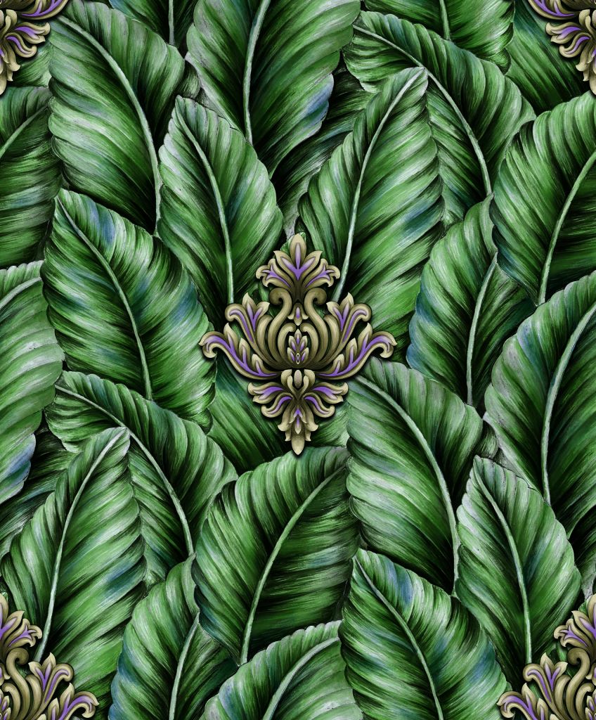 Modern Leaf Pattern 230g  Embossed PVC Wallpaper for Home Decoration