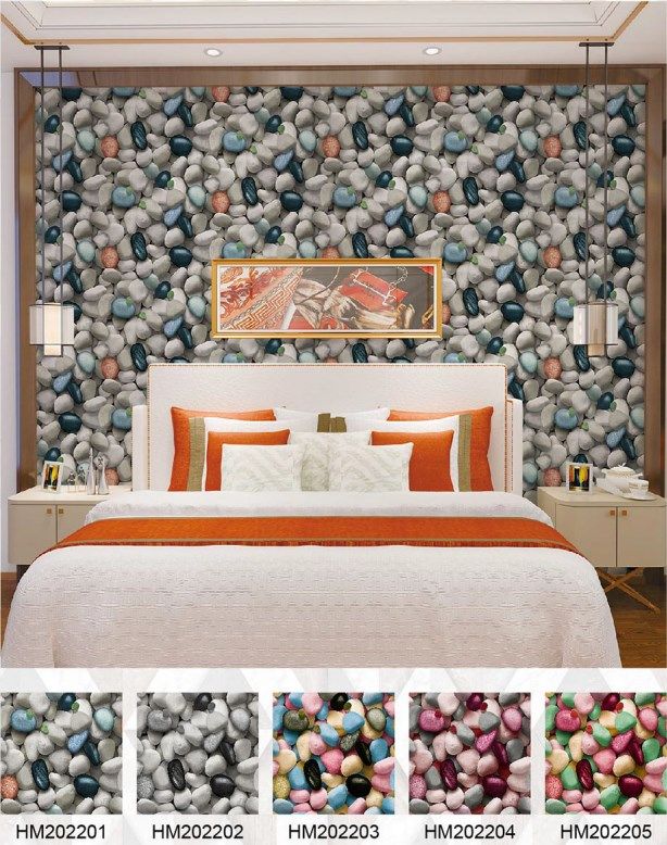Shanghai Kingwelson Low Price Home Decoration 3D Modern Stone Design PVC Wallpaper Made In China Factory