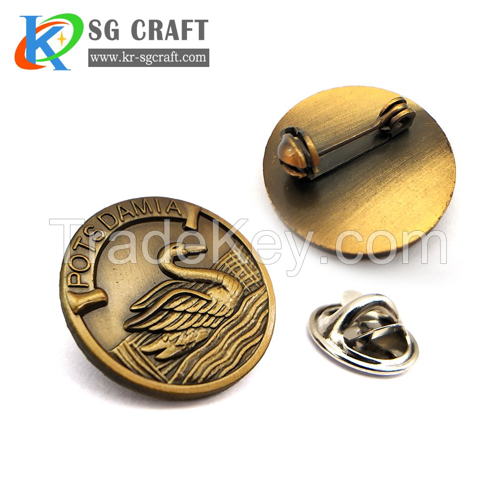 Custom round logo blank metal material tin button pin badge