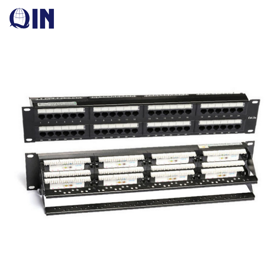 High Quality 19 Inch 2U 48 Port Cat6 Patch Panel With Dual IDC