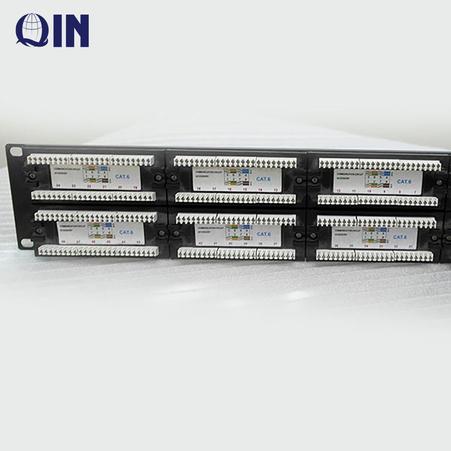 High Quality 19 Inch 2U 48 Port Cat6 Patch Panel With Dual IDC