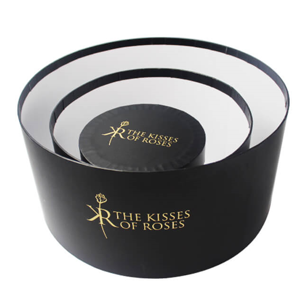 CUSTOMIZED BLACK ROUND PAPER GIFT BOX FOR FLOWER PACKAGING