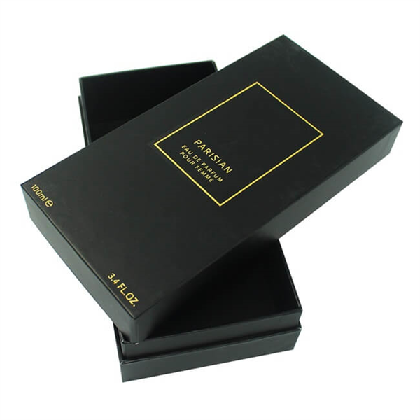 CUSTOM GOLD LOGO LARGE BLACK PERFUME GIFT BOX WITH LID