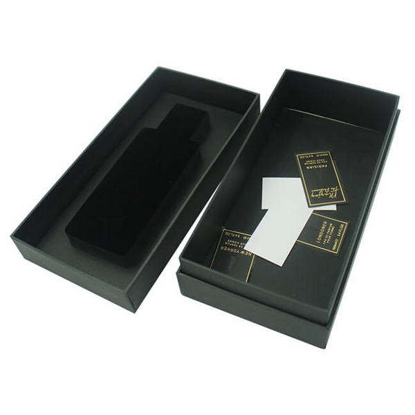 CUSTOM GOLD LOGO LARGE BLACK PERFUME GIFT BOX WITH LID