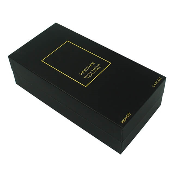 CUSTOM GOLD LOGO LARGE BLACK PERFUME GIFT BOX WITH LID