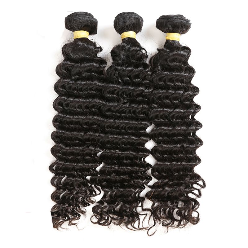 Wholesale human hair bundles with closure,deep wave hairstyles short