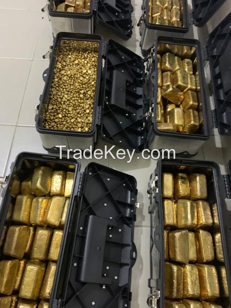 Gold bars , gold nuggets 