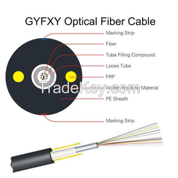 High Quality GYFXY 4 6 8 12 24 Core G652D Single Mode Outdoor Fiber Optic Cable