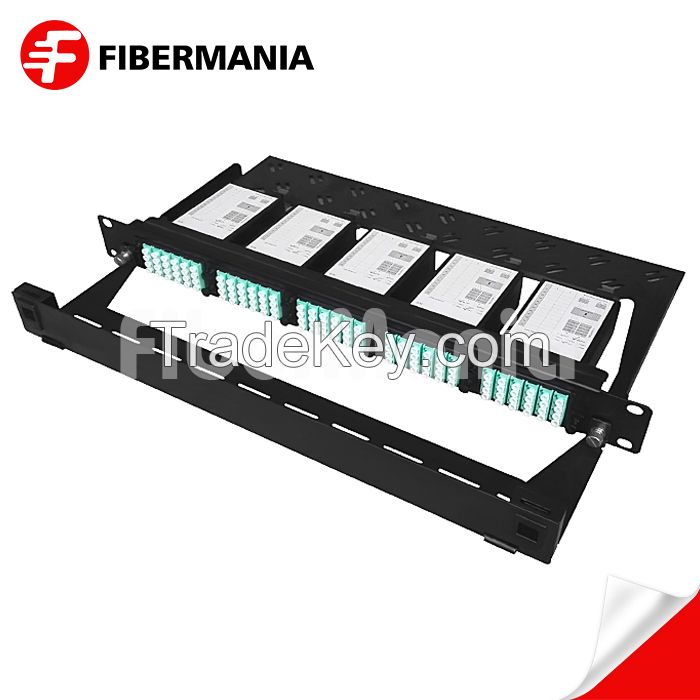 1u 120 Fiber Ultra High Density MTP Patch Panel Fully Loaded with Om3 MTP-LC Modules