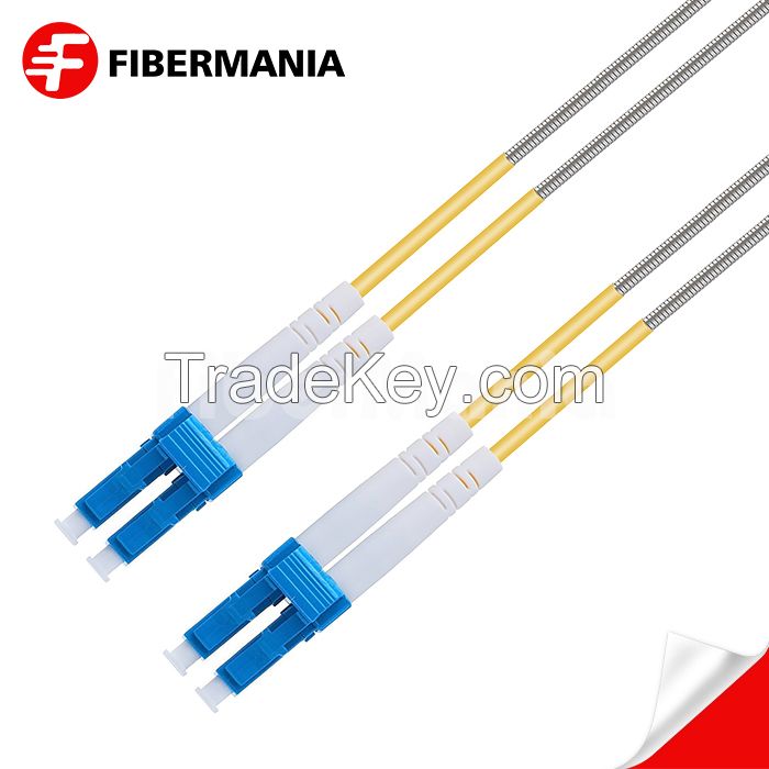 1m LC/Upc-LC/Upc Duplex 9/125 OS2 Single Mode Ofnr Armored Patch Cable 3.0mm Yellow