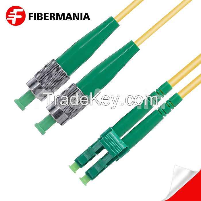 1m FC/APC-LC/APC Duplex 9/125 OS2 Single Mode Ofnr Fiber Optic Patch Cable 3.0mm Yellow