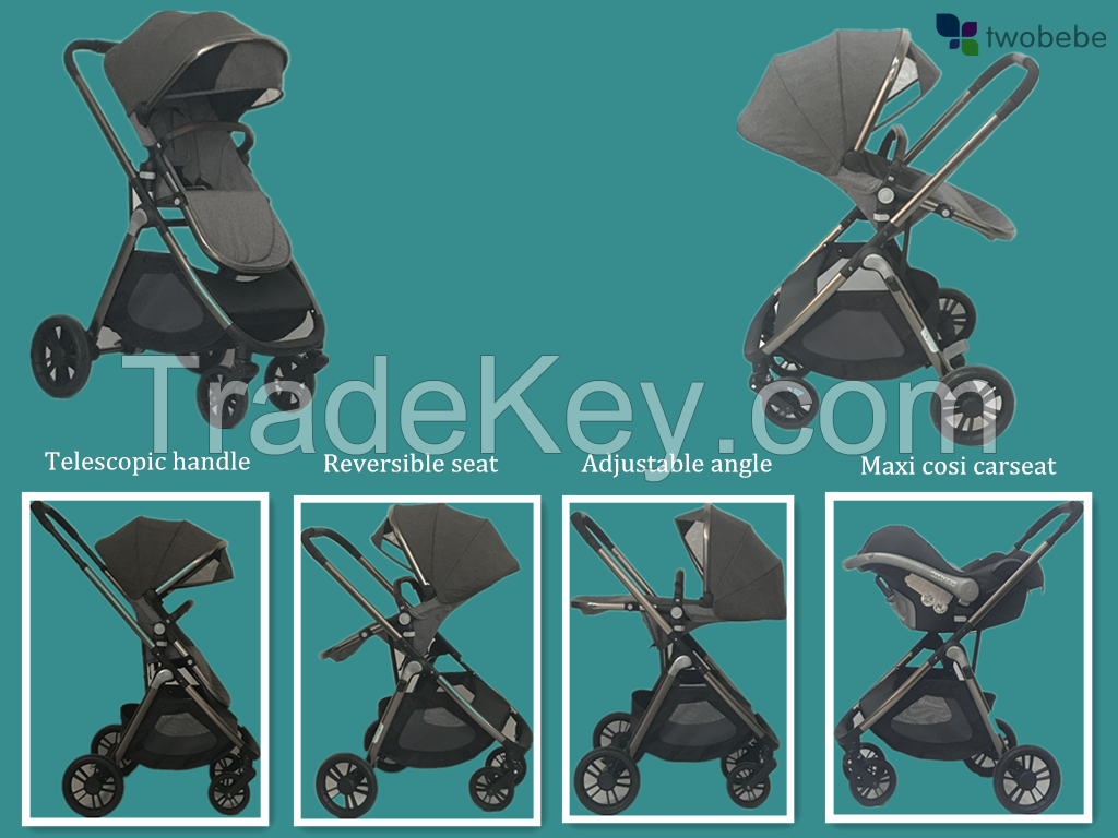 EN1888 wholesale certificate baby stroller/ good quality cheap price baby pram/ new design black color European baby stroller