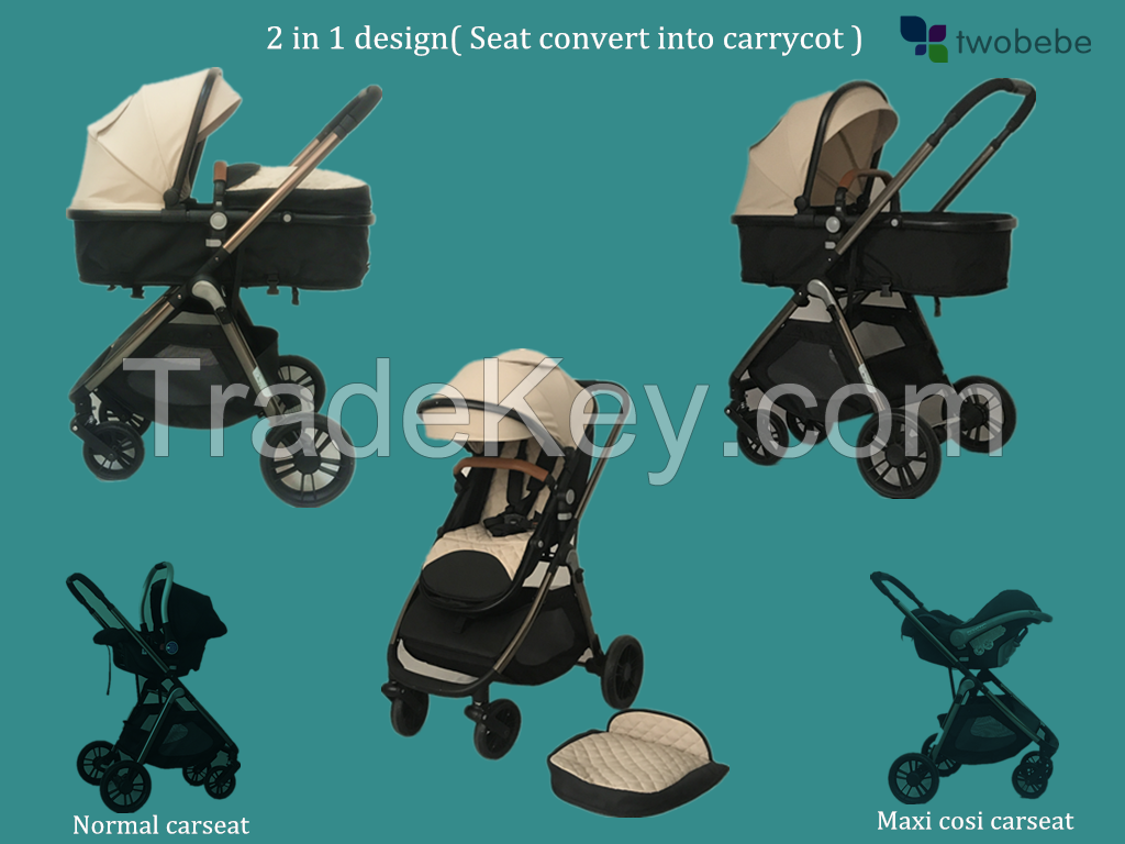 EN1888 wholesale certificate baby stroller/ good quality cheap price baby pram/ new design black color European baby stroller